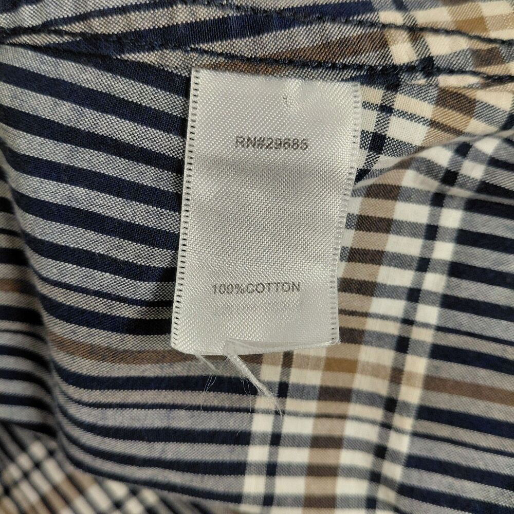 Pendelton Plaid  Button-up Rolled-Sleeve Blouse with Collar Navy/ Tan Sz XS - Picture 8 of 8